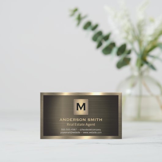 Donkere metalen goud | Korte textuur Visitekaartje (Staand voorkant)