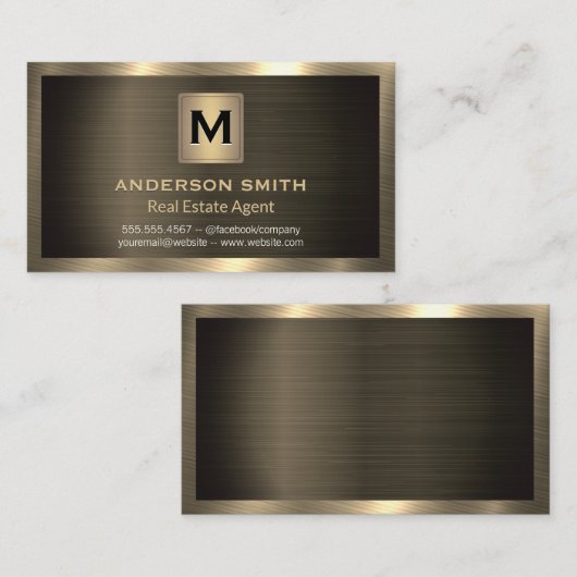 Donkere metalen goud | Korte textuur Visitekaartje (Voorkant / Achterkant)