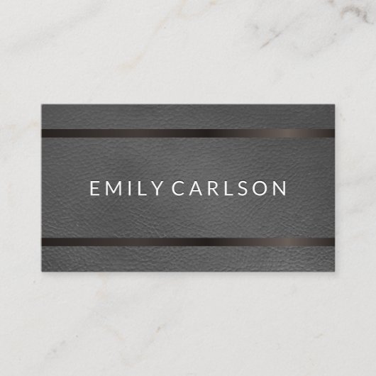 Donkere metalen leder visitekaartje (Voorkant)