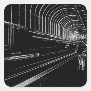 Donkere metro vierkante sticker