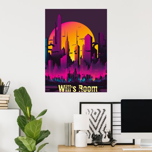 Donkere metropolis tiener/Kind kamer Poster (Thuiskantoor)