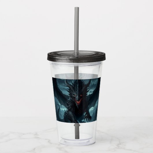 Donkere, middeleeuwse draak acryl drinkbeker (Voorkant)