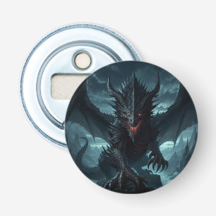 Donkere, middeleeuwse draak button flesopener