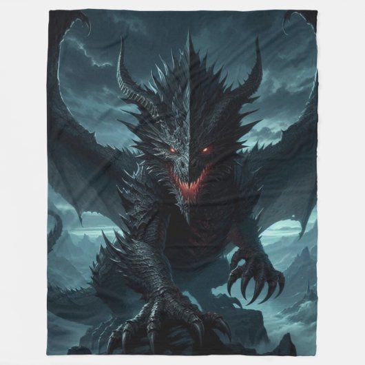 Donkere, middeleeuwse draak fleece deken (Voorkant)