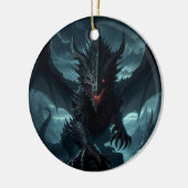 Donkere, middeleeuwse draak keramisch ornament (Links)