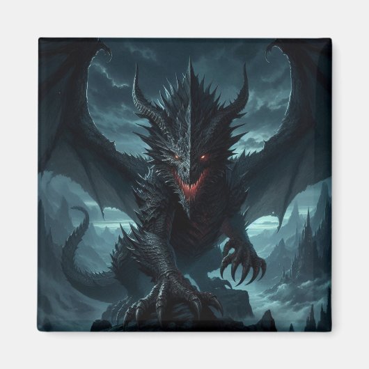 Donkere, middeleeuwse draak magneet (Voorkant)