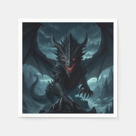 Donkere, middeleeuwse draak servet (Voorkant)