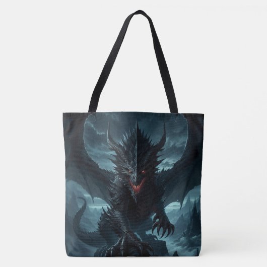 Donkere, middeleeuwse draak tote bag (Voorkant)