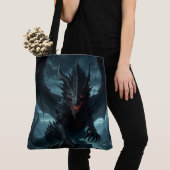 Donkere, middeleeuwse draak tote bag (Dichtbij)