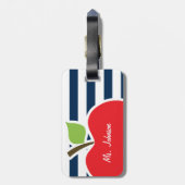 Donkere middernachtblauwe horizontale strepen; App Bagagelabel (Achterkant verticaal)