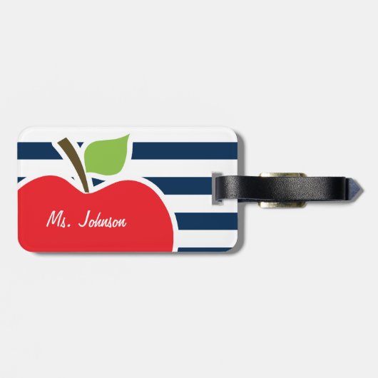 Donkere middernachtblauwe horizontale strepen; App Bagagelabel (Achterkant horizontaal)