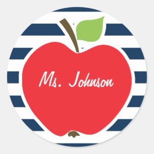 Donkere middernachtblauwe horizontale strepen; App Ronde Sticker