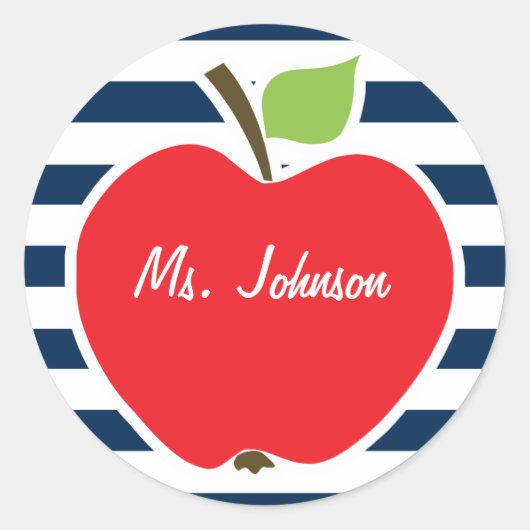 Donkere middernachtblauwe horizontale strepen; App Ronde Sticker (Voorkant)