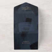 Donkere midnight Blue en goudmoderne Painterly Wed All In One Uitnodiging (Buitenkant)