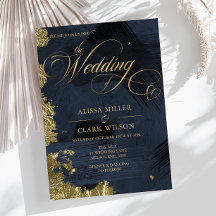 Donkere Midnight Blue, Gold Painterly Wedding