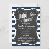 Donkere Midnight Blue Stripes; Retro Chalkboard Kaart (Voorkant)