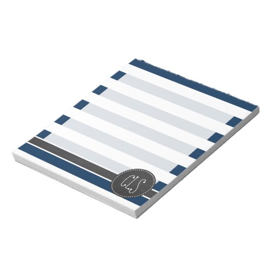 Donkere Midnight Blue Stripes; Retro Chalkboard Notitieblok (Linkerzijde)