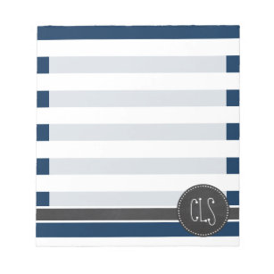 Donkere Midnight Blue Stripes; Retro Chalkboard Notitieblok