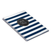 Donkere Midnight Blue Stripes; Retro Chalkboard Notitieboek (Rechterzijde)