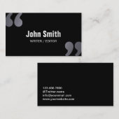 Donkere minimale schrijver/editor-Visitekaartje Visitekaartje (Voorkant / Achterkant)