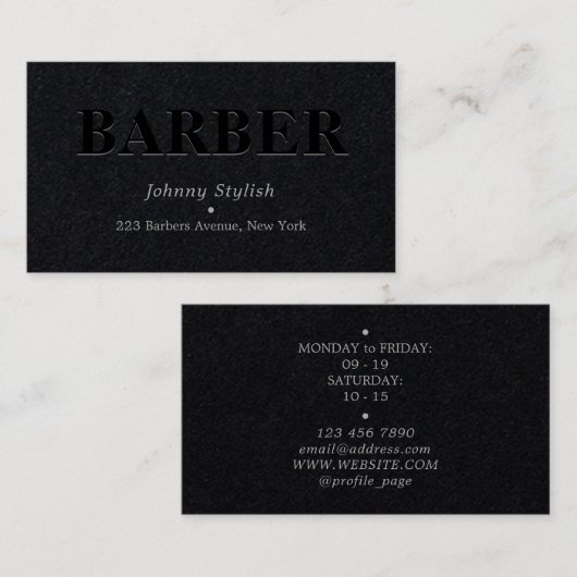 Donkere minimalistische elegantie zwart visitekaartje (Voorkant / Achterkant)