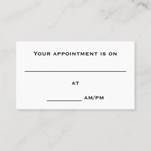 Donkere, minimalistische, professionele Visitekaar Afsprakenkaartje (Achterkant)