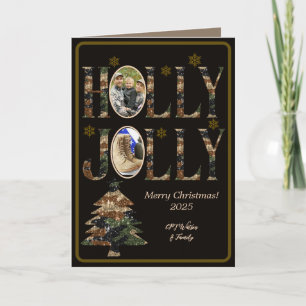 Donkere Mocca Foto Camo Holly Jolly Prettig Kerstf Kaart