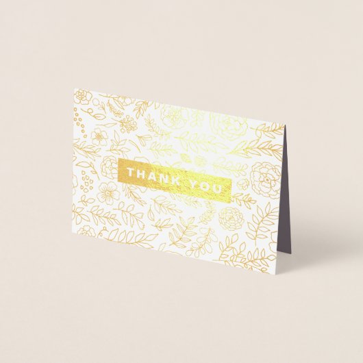 Donkere Mocha Goud Bloemen Dank u Bruiloft Folie Kaarten (Voorkant)