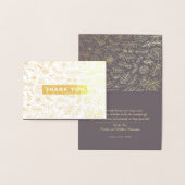 Donkere Mocha Goud Bloemen Dank u Bruiloft Folie Kaarten (Display)