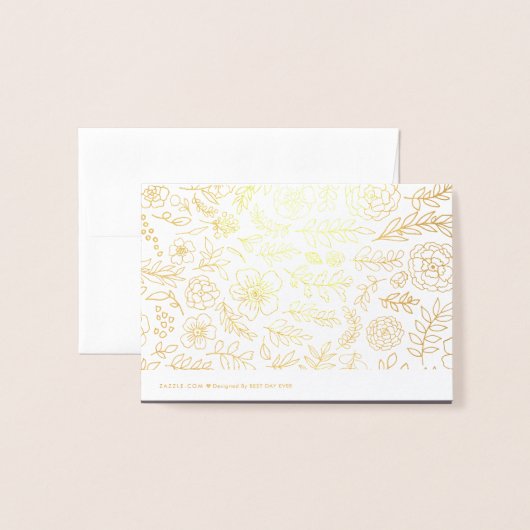 Donkere Mocha Goud Bloemen Dank u Bruiloft Folie Kaarten (Met envelop)