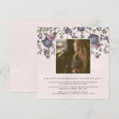 Donkere moderne bloemen | Fotoafstudeerfeest Kaart (Voorkant / Achterkant)