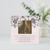 Donkere moderne bloemen | Fotoafstudeerfeest Kaart (Staand voorkant)