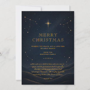 Donkere Moderne Hemelse Kerstmis Goud TMF26 Feestdagenkaart