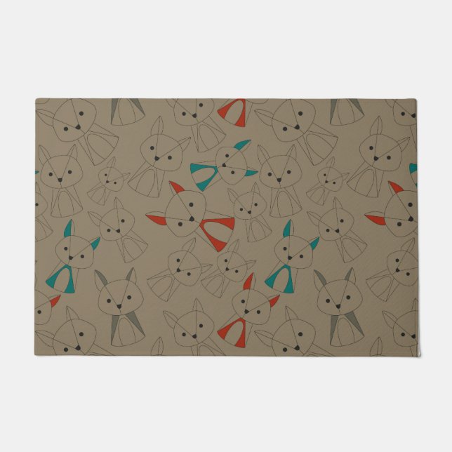 Donkere modus Fox Cartoon Deurmat (Voorkant)