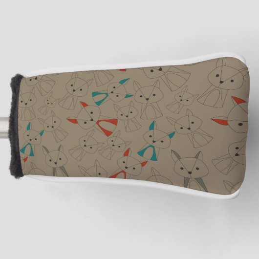 Donkere modus Fox Cartoon Golfheadcover (Voorkant)