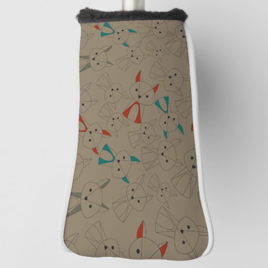 Donkere modus Fox Cartoon Golfheadcover (Draai 90)