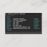 Donkere modus Notitieblok Coder Format Computer Pr Visitekaartje<br><div class="desc">Uw zaken en infos die op een notitieblok in coderformaat en donkere wijze worden getoond. Ideaal voor computerwetenschapper,  gegevenswetenschapper,  IT-consultant,  speciale webontwerper,  Flash-ontwikkelaar,  softwareprogrammeur,  projectleider,  projectmanager en softwaretester.</div>