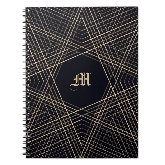 Donkere monogram geometrische ster gotische stijlv notitieboek (Voorkant)