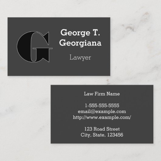 Donkere Monogram Letter Professional Visitekaartje (Voorkant / Achterkant)