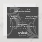 Donkere monogram "P" Blauwgroen Damask Invitation Kaart (Achterkant)