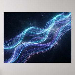 Donkere Monoliet met Rode Neon Licht Poster