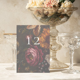 Donkere Moody Barokke Bloemen Bloemen Fall Wedding Kaart