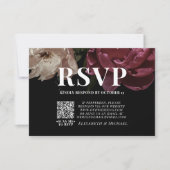 Donkere Moody Blush Burgundy QR Code Weddenschap R RSVP Kaartje (Voorkant)