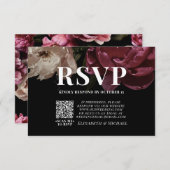 Donkere Moody Blush Burgundy QR Code Weddenschap R RSVP Kaartje (Voorkant / Achterkant)