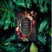 Donkere Moody Bold Floral Marsala Wedding Folie Ui Folie Uitnodiging