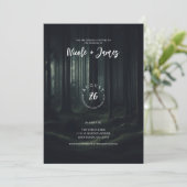 Donkere Moody Bos Bomen bij Twilight Bruiloft Kaart (Staand voorkant)