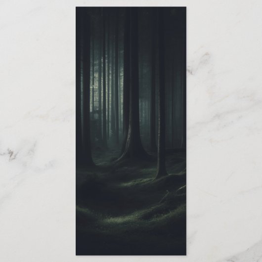 Donkere Moody Bos Bomen bij Twilight Bruiloft Menu (Achterkant)