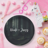 Donkere Moody Bos Bomen bij Twilight Bruiloft Papieren Bordje (Feest)