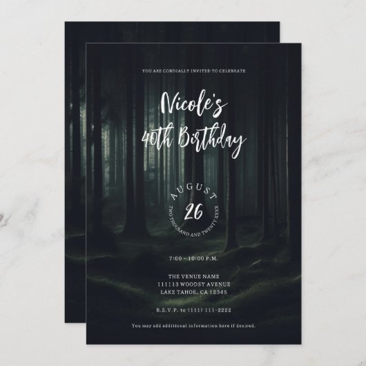 Donkere Moody Bos Bomen bij Twilight Verjaardagsfe Kaart (Voorkant / Achterkant)