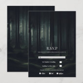 Donkere Moody Bos Bomen bij Twilight Wedding RSVP Kaart (Voorkant / Achterkant)